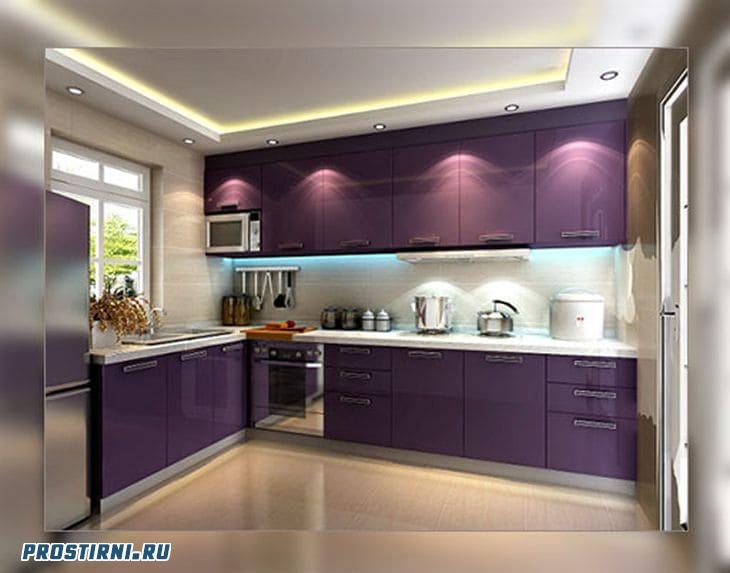 фиолетовый цвет в интерьере кухни